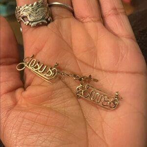 Gold 'Jesus Saves' Earrings